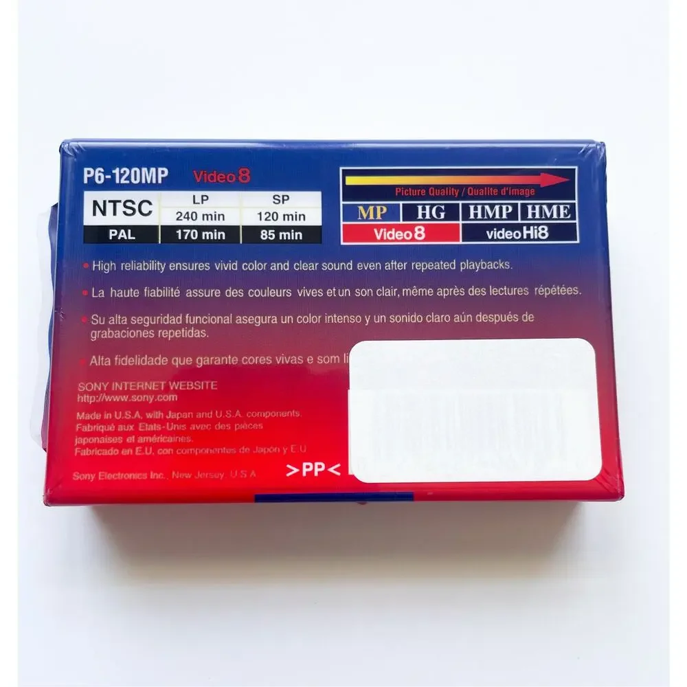 New Sony Video 8 120 min Standard Grade P6-120MPD 1 Count